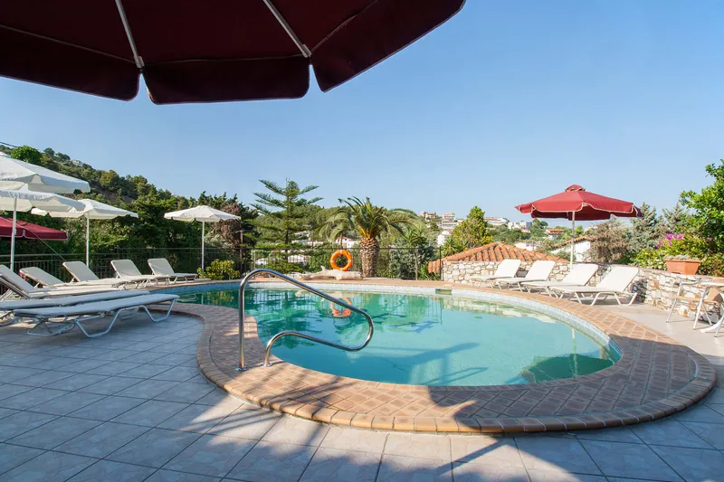 Sunbeds around the pool